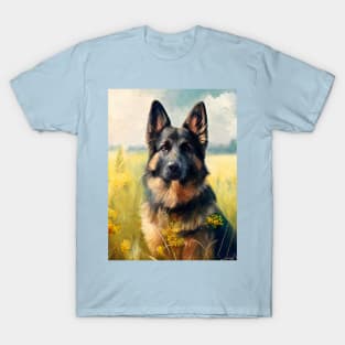 German Shephard dog oil painting T-Shirt